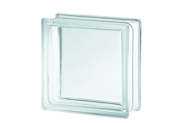 brique de verre lisse transparente de dimensions standard