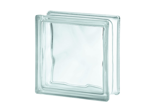 brique de verre lisse translucide incolore de dimension 19x19x8cm