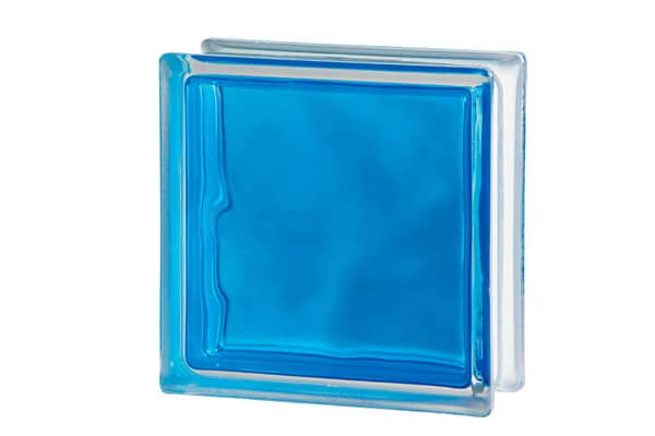 carreau de verre de couleur bleu et de dimension 19x19x8cm