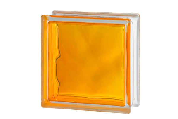 carreau de verre de couleur jaune et de dimension 19x19x8cm