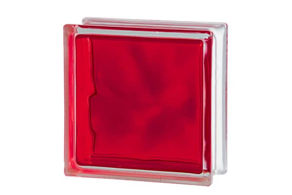 carreau de verre de couleur rouge et dimension 19x19x8cm