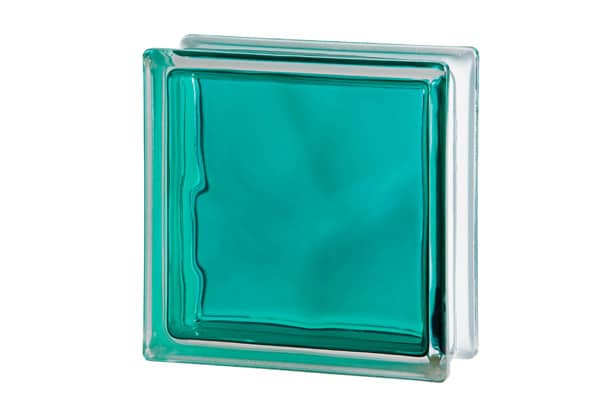 carreau de verre de couleur turquoise et dimension 19x19x8cm