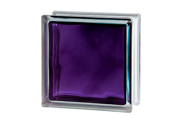 carreau de verre de couleur violet et de dimension 19x19x8cm