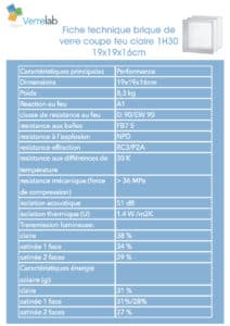 pave de verre coupe feu 1h30 dimension 19x19x16cm