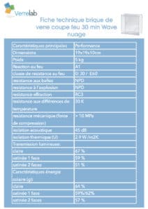 pave de verre coupe feu 30 min Wave nuage dimension 19x19x10cm