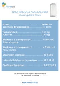 pave de verre rectangulaire Wave nuage 9x19x8cm