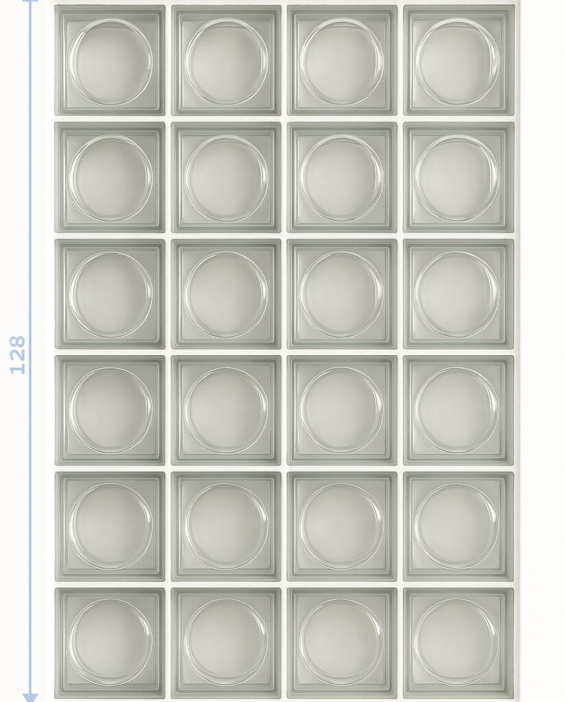 photo d'un panneau pré assemblé briques de verre avec un rond au milieu