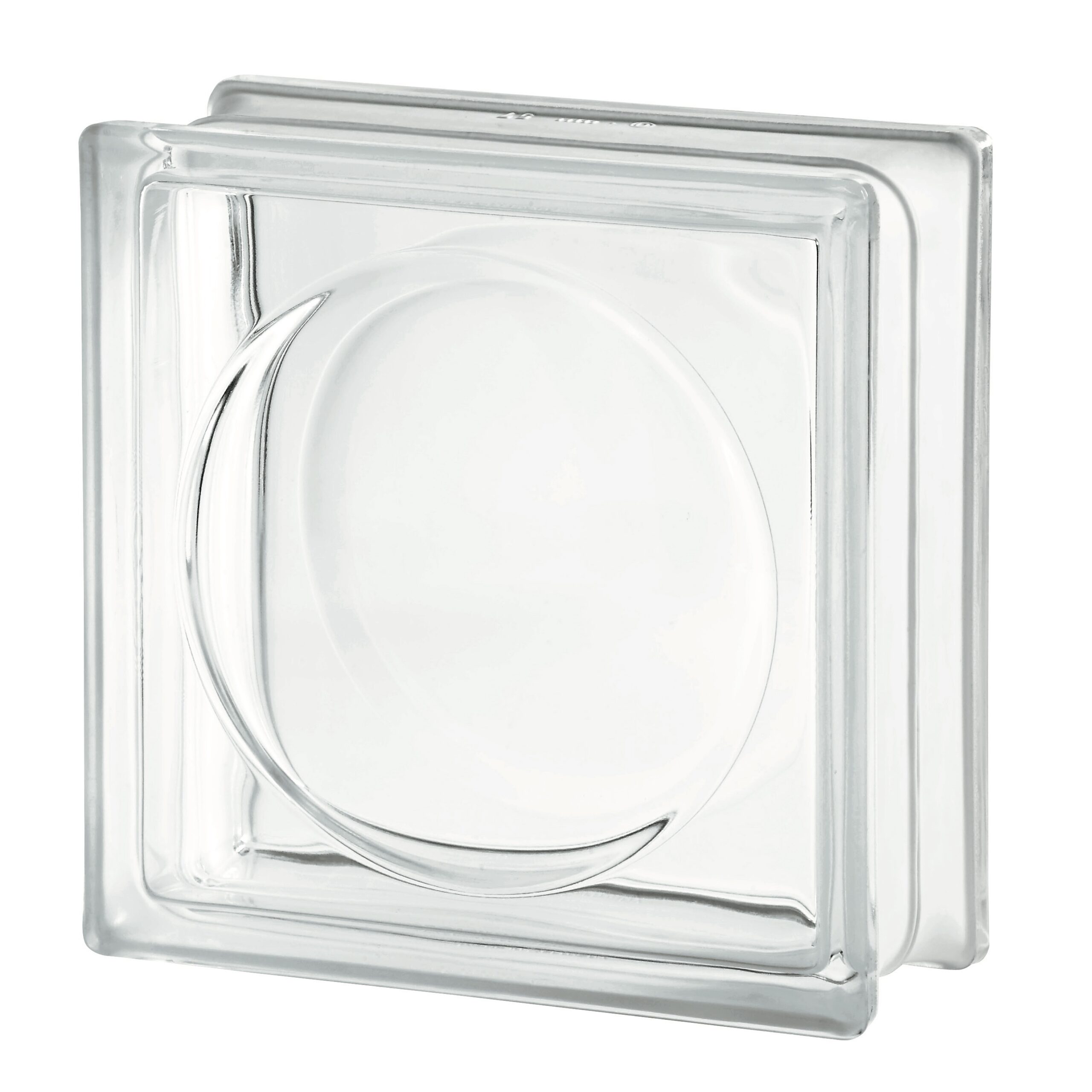 photo d'une brique transparente ronde incolore