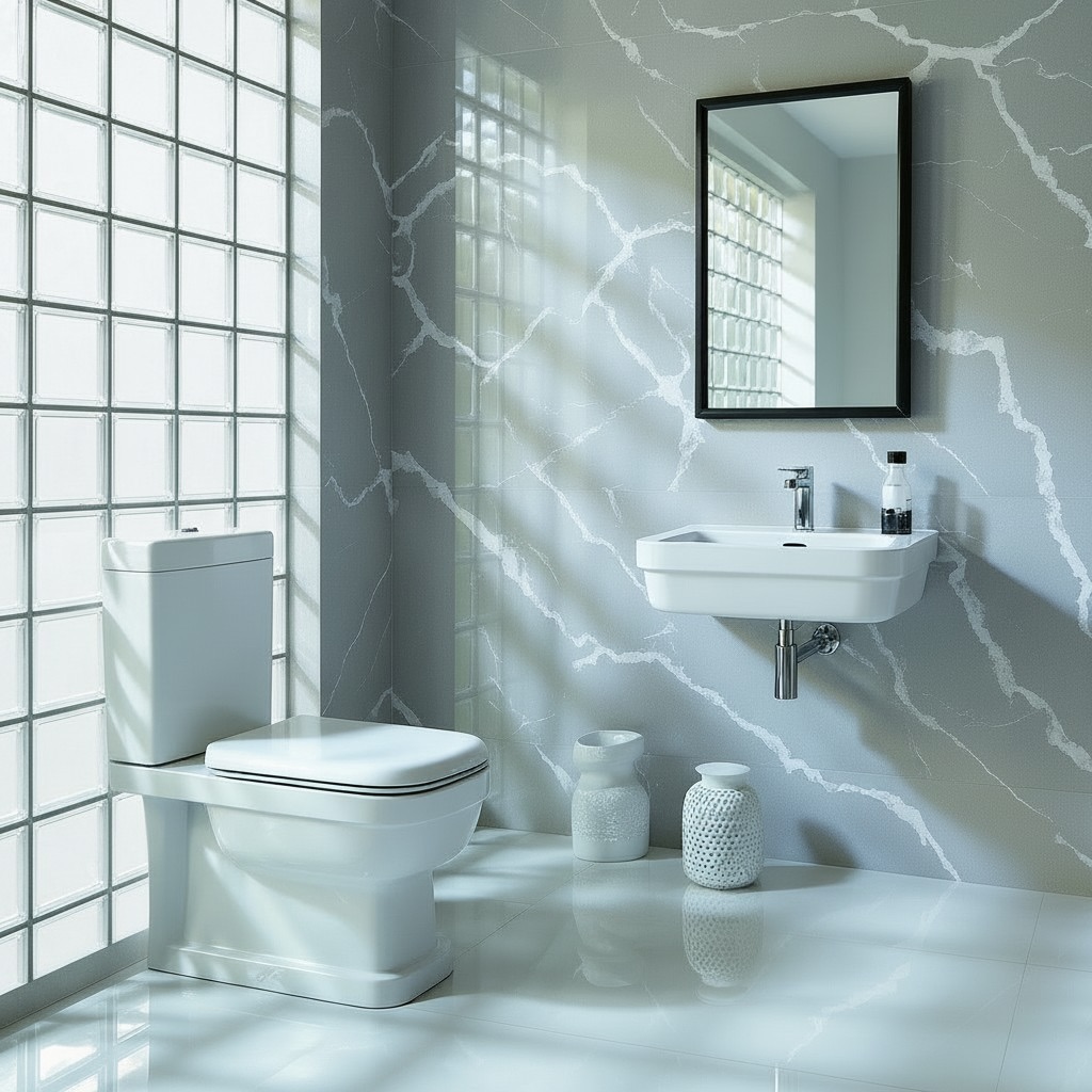 photo de pavés de verre dans une salle de bain